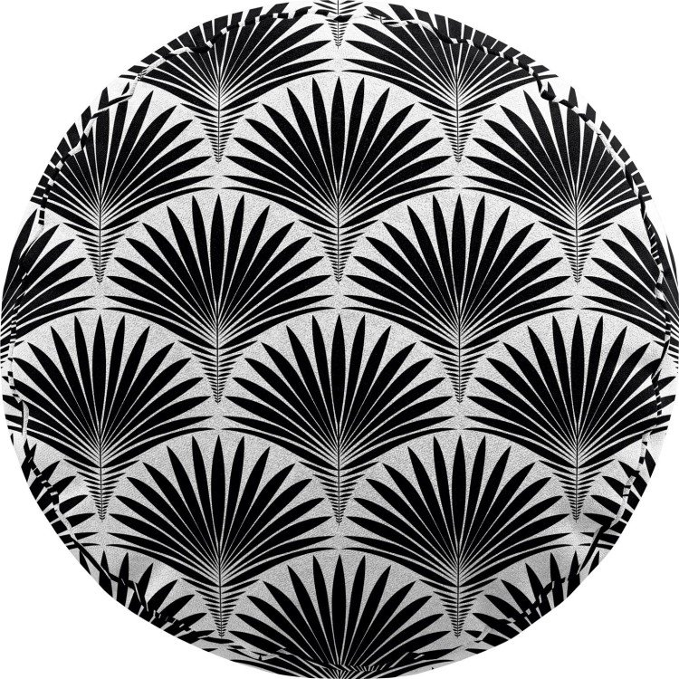 Подушка круглая Cortin «Арт-деко листья черный»