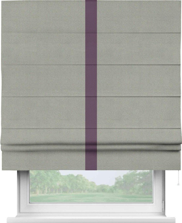 Римская штора «Кортин» с кантом Хайвэй, для проема, ткань блэкаут однотонный серый