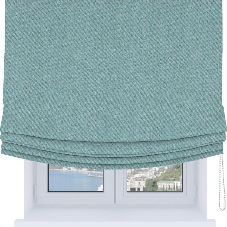 Римская штора Soft с мягкими складками, ткань твид блэкаут небесно-голубой