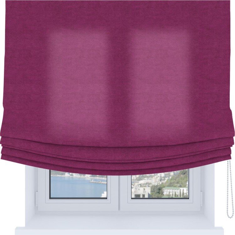 Римская штора Soft с мягкими складками, ткань вельвет фиолетовый