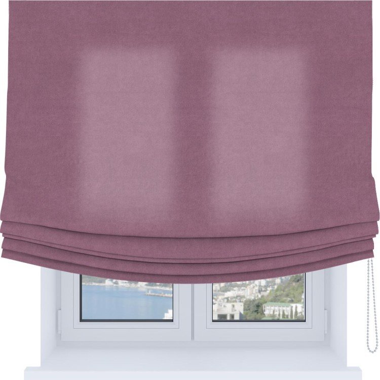 Римская штора Soft с мягкими складками, ткань вельвет лиловый