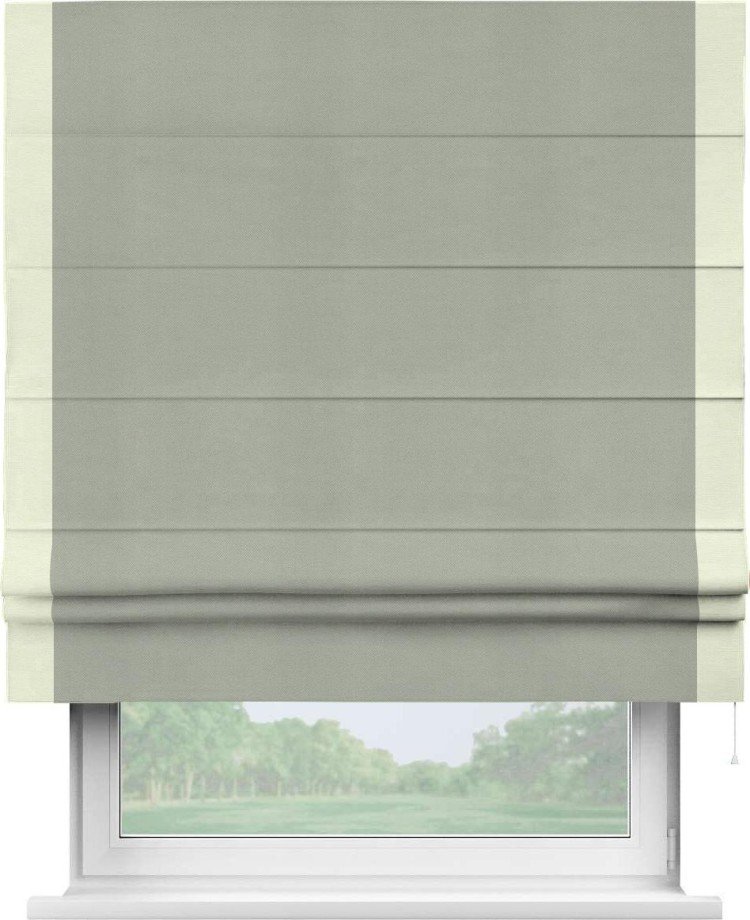 Римская штора «Кортин» с кантом Стрим Дуо, для проема, ткань вельвет светло-серый