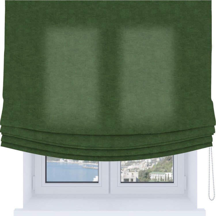 Римская штора «Кортин», канвас зелёный, Soft с мягкими складками