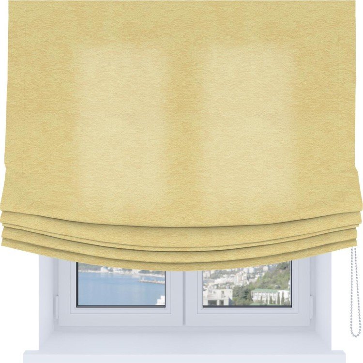 Римская штора Soft с мягкими складками, ткань софт однотонный золотой