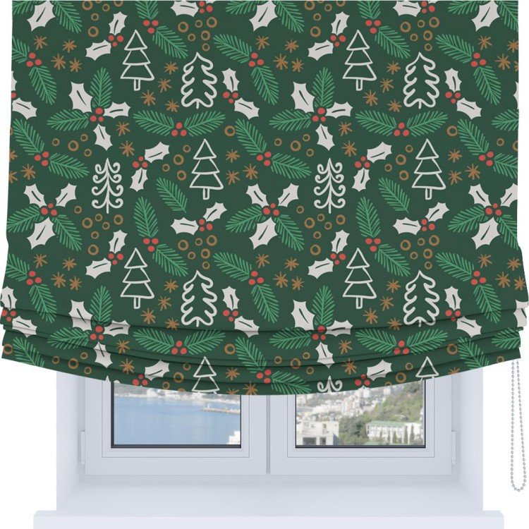 Римская штора Soft с мягкими складками, «Рождественский узор»