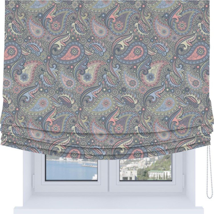 Римская штора Soft с мягкими складками, «Цветной пейсли»