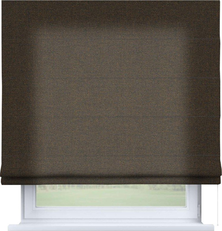 Римская штора «Кортин» для проема, ткань лён тёмно-коричневый