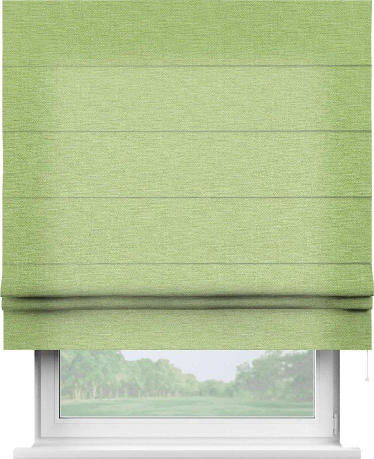 Римская штора «Кортин» для проема, ткань лён зелёный