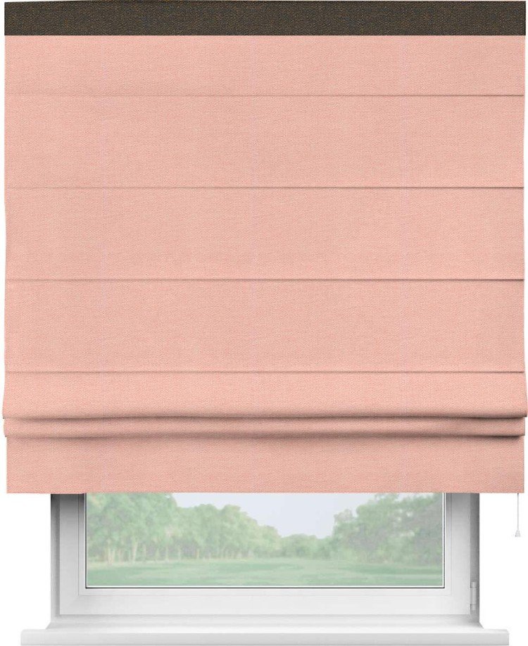 Римская штора «Кортин» с кантом Кинг, для проема, ткань лён розовый