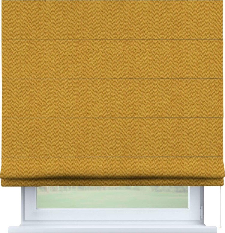 Римская штора «Кортин» для проема, ткань твид блэкаут, медово-желтый
