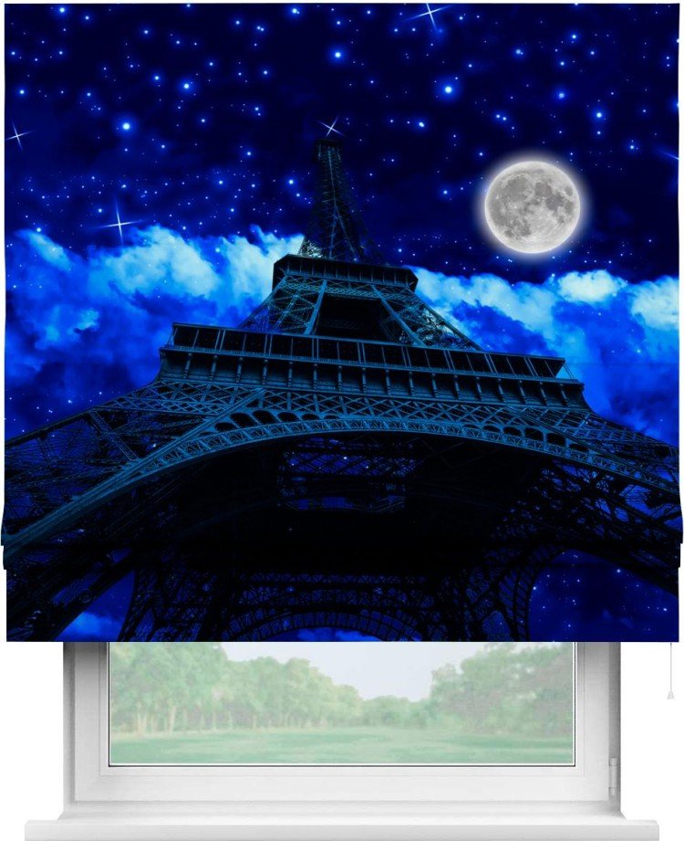 Римская штора «Кортин» для проема «Ночь в Париже»