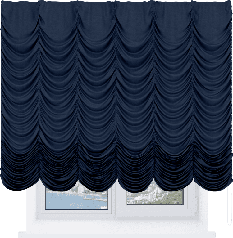 Французская штора «Кортин», софт однотонный тёмно-синий