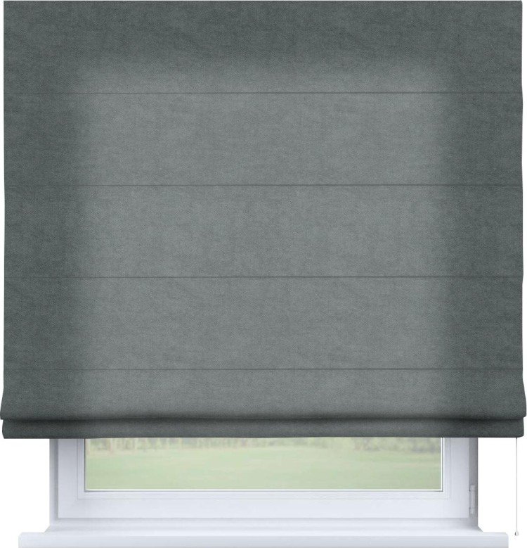 Римская штора «Кортин» для проема, ткань вельвет серый