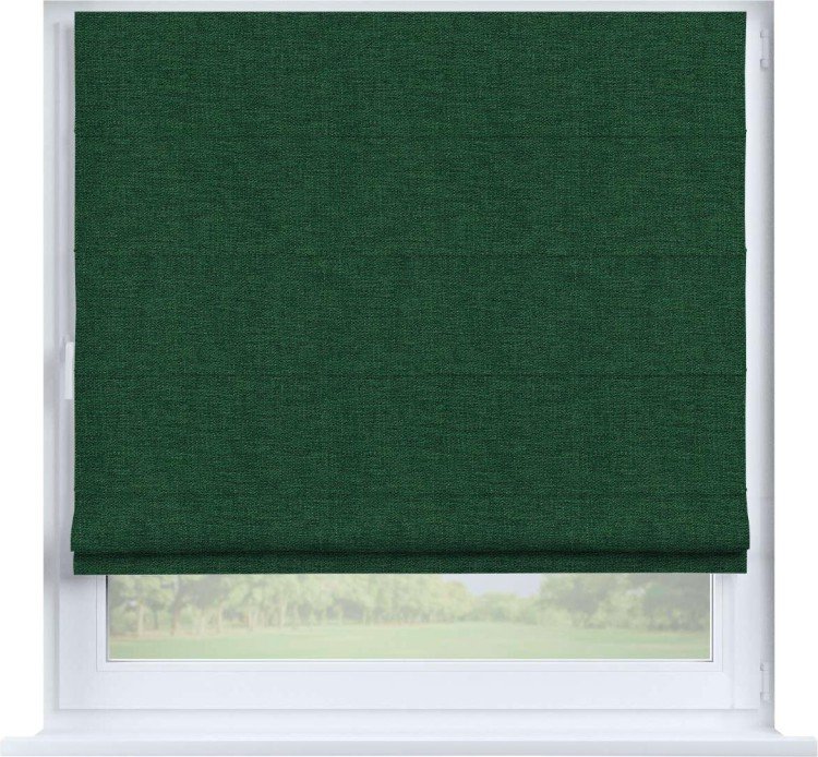 Римская штора «Кортин» на створку, ткань лён серо-зелёный