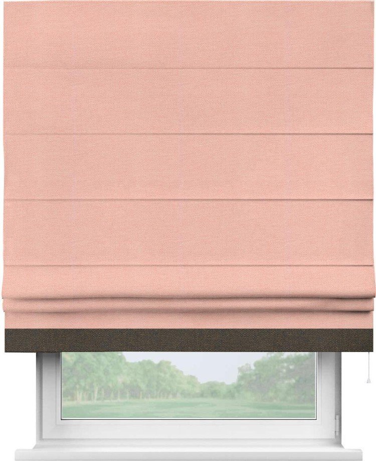 Римская штора «Кортин» с кантом Джестер, для проема, ткань лён розовый