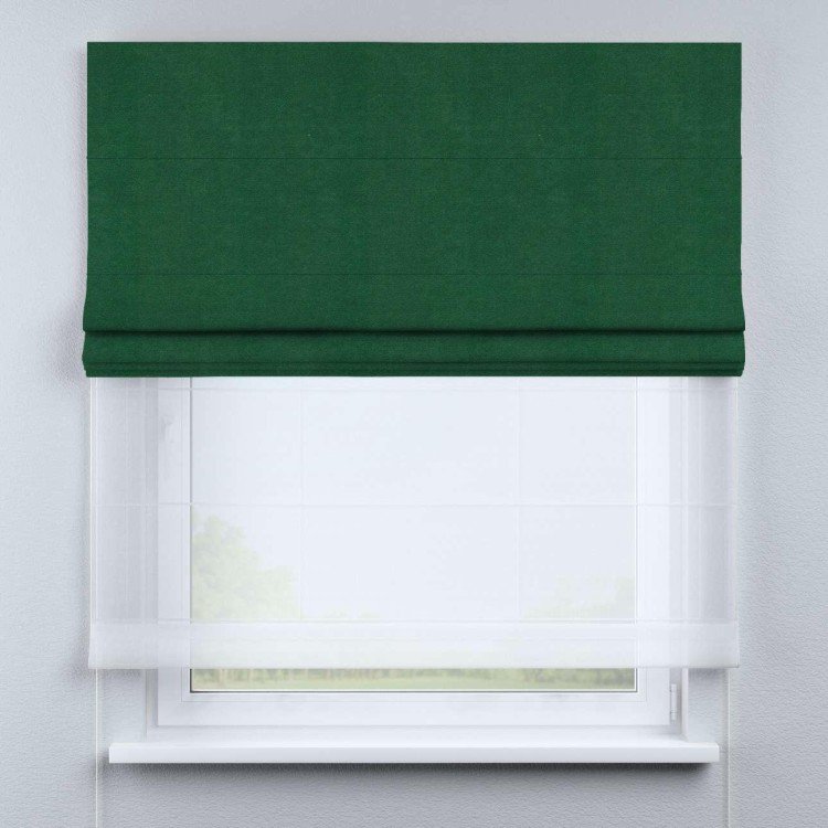 Римская штора «Кортин» день-ночь, ткань вельвет зелёный