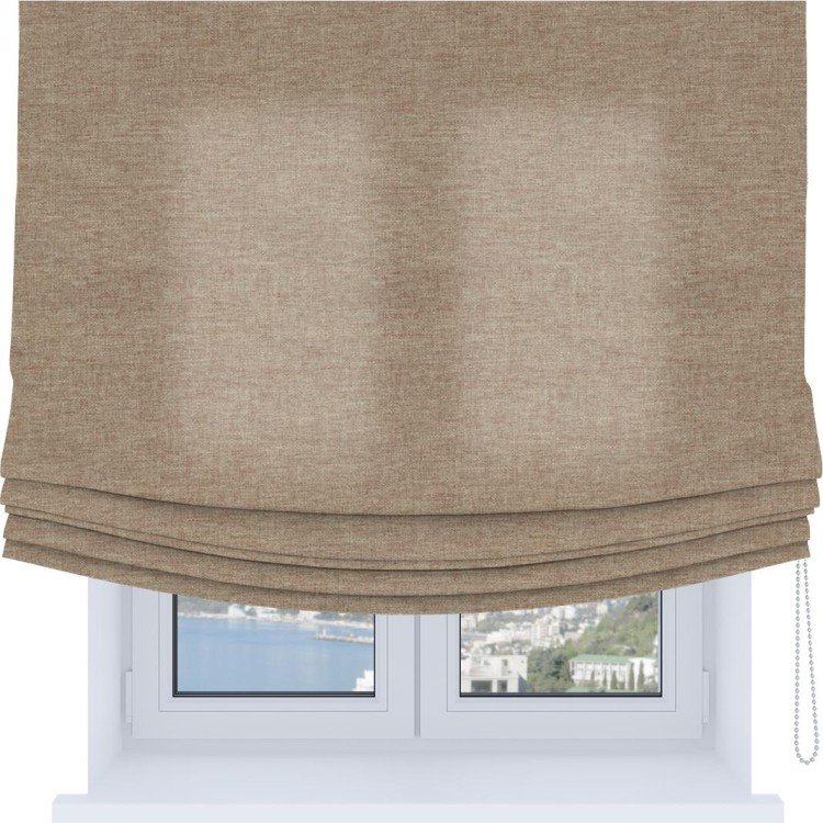 Римская штора Soft с мягкими складками, ткань лён кашемир коричневый