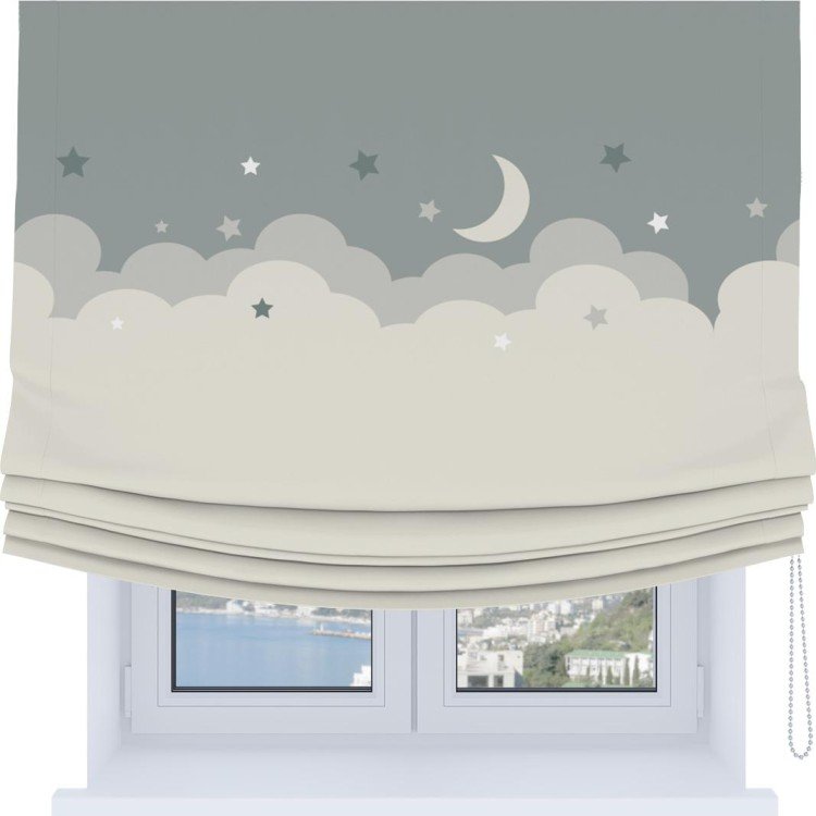 Римская штора Soft с мягкими складками, «Ночные облака»