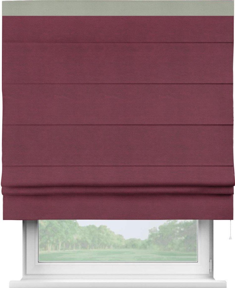Римская штора «Кортин» с кантом Кинг, для проема, ткань вельвет бордовый