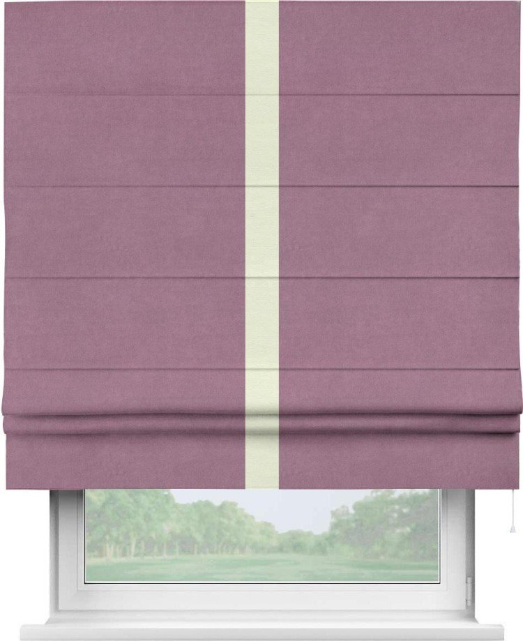 Римская штора «Кортин» с кантом Хайвэй, для проема, ткань вельвет лиловый