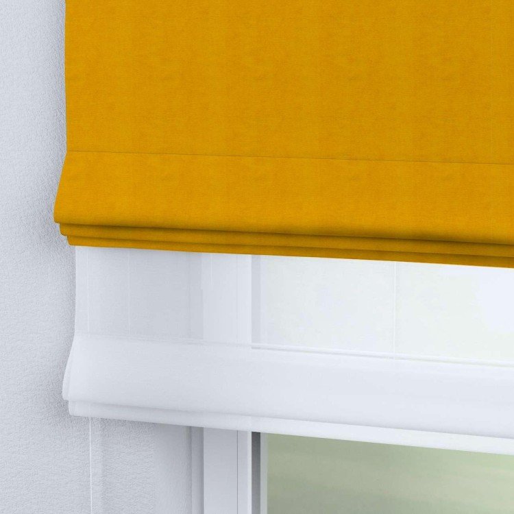 Римская штора «Кортин» двойная, вельвет желтый