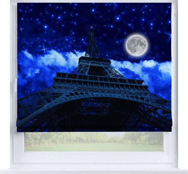 Римская штора «Кортин» на створку «Ночь в Париже»