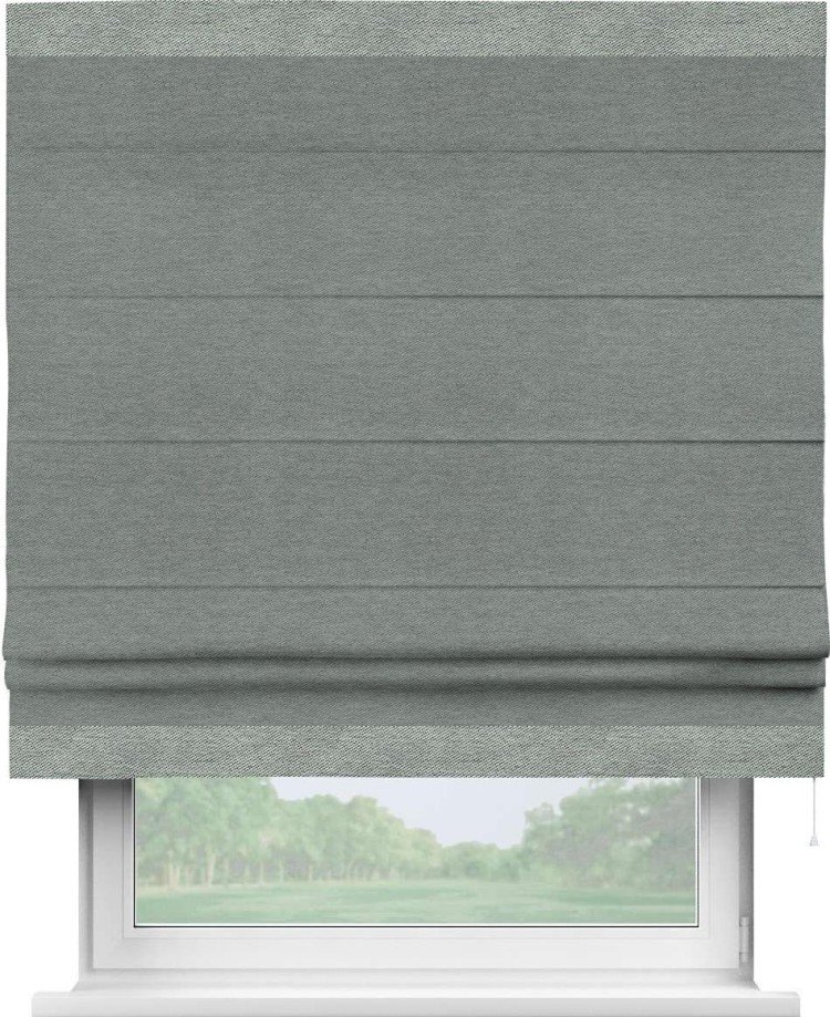 Римская штора «Кортин» с кантом Горизонт, для проема, ткань твид блэкаут, серый