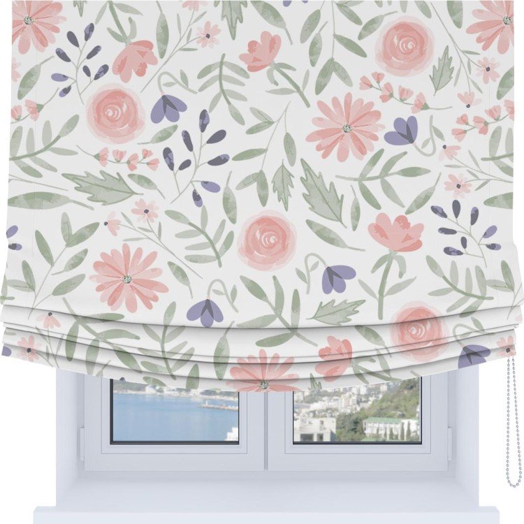 Римская штора Soft с мягкими складками, «Изысканные цветы»