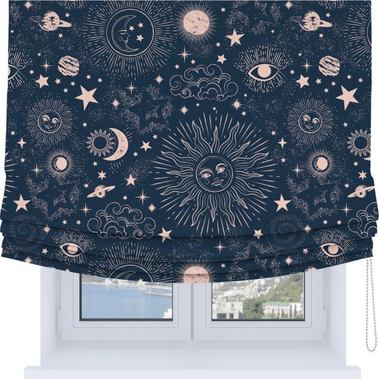 Римская штора Soft с мягкими складками, «Звёзды и планеты»