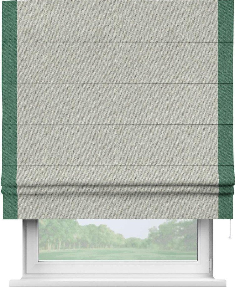 Римская штора «Кортин» с кантом Стрим Дуо, для проема, ткань твид блэкаут, коричнево-серый