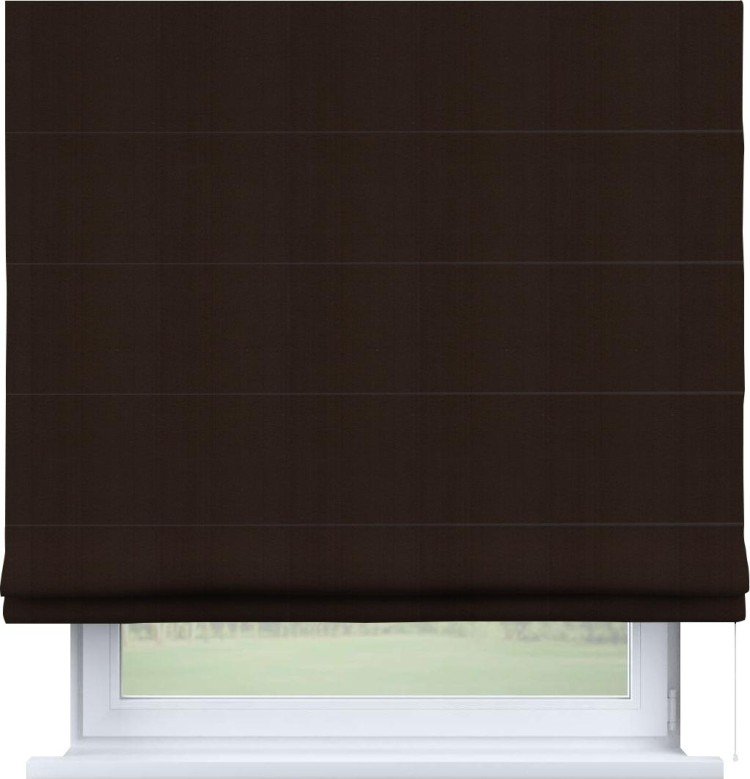 Римская штора «Кортин» для проема, ткань блэкаут однотонный, тёмно-коричневый