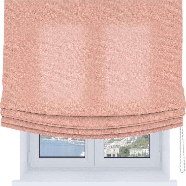 Римская штора Soft с мягкими складками, ткань лён розовый