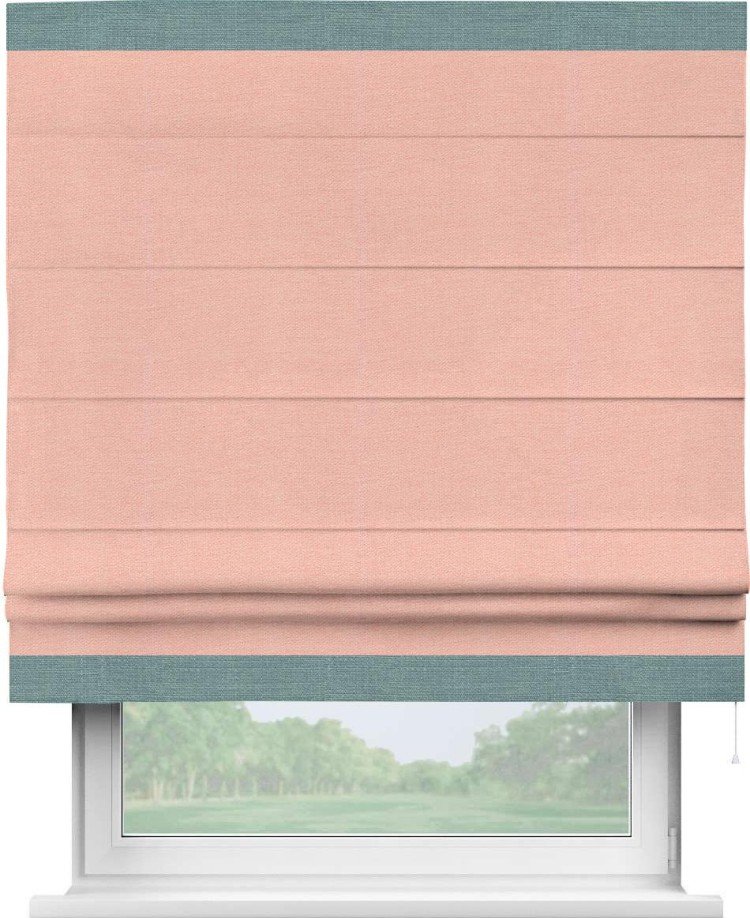 Римская штора «Кортин» с кантом Горизонт, для проема, ткань лён розовый