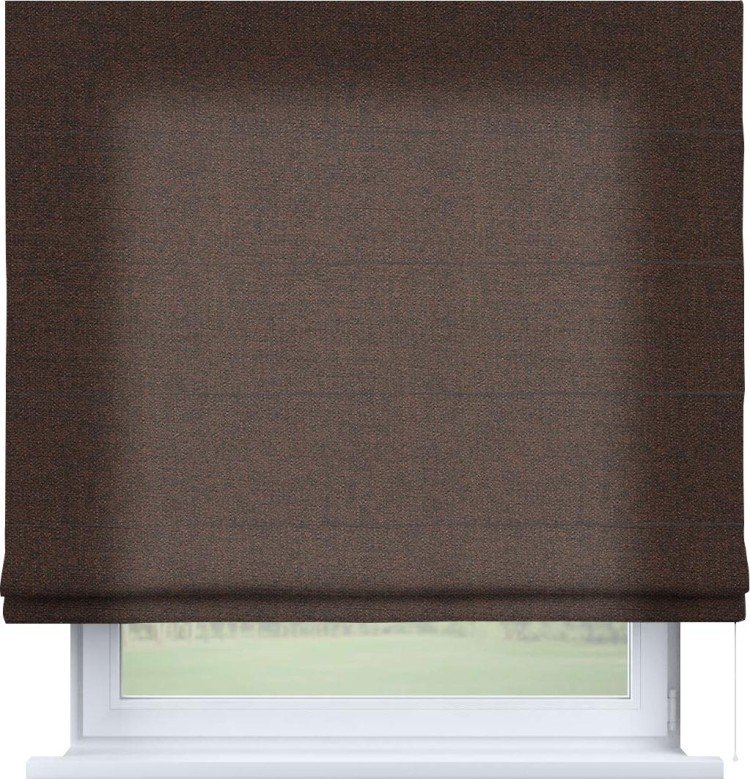 Римская штора «Кортин» для проема, ткань лён коричневый
