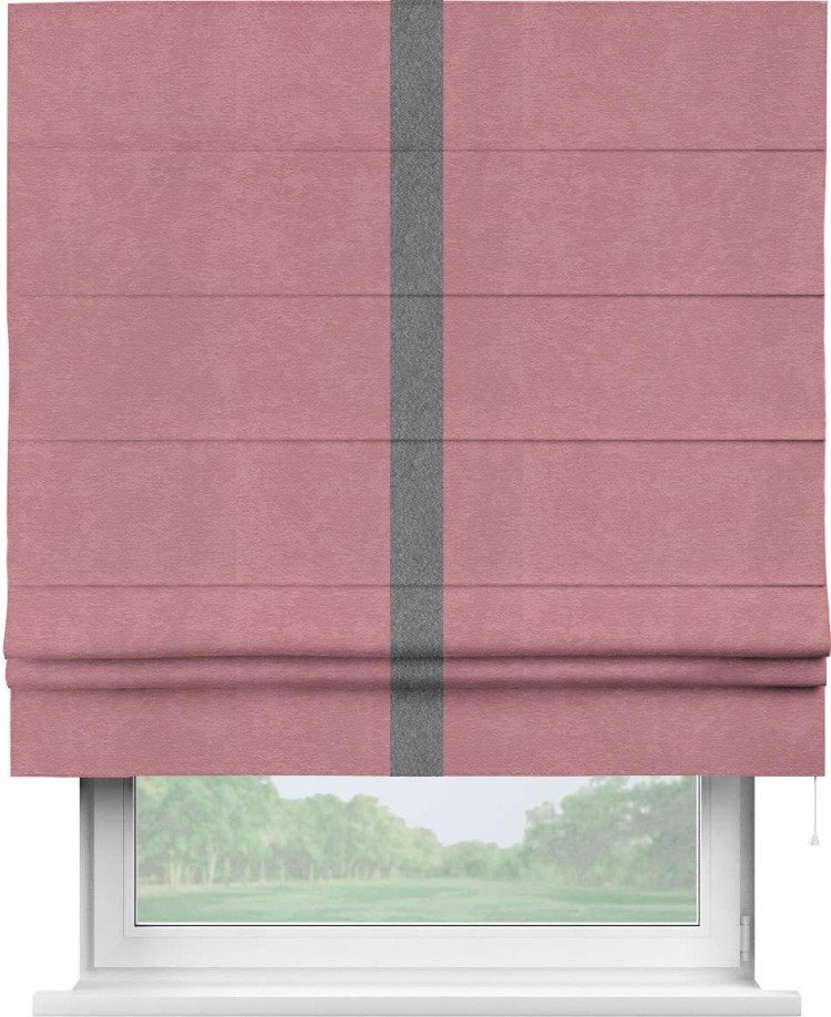 Римская штора «Кортин» с кантом Хайвэй, для проема, ткань софт однотонный розовый