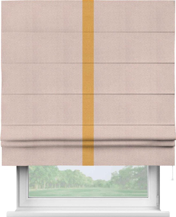 Римская штора «Кортин» с кантом Хайвэй, для проема, ткань блэкаут с блеском сиреневый