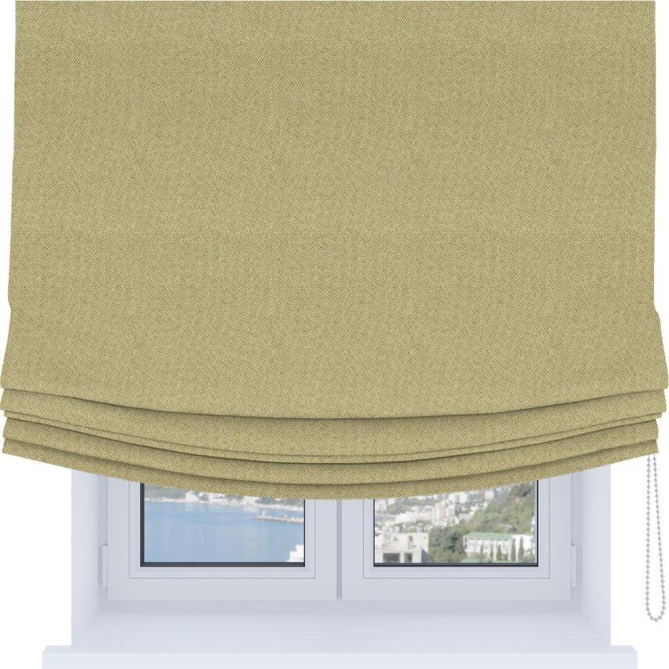 Римская штора Soft с мягкими складками, ткань лён димаут песочный