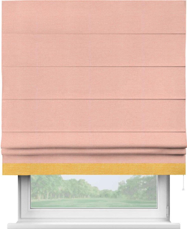 Римская штора «Кортин» с кантом Джестер, для проема, ткань лён розовый