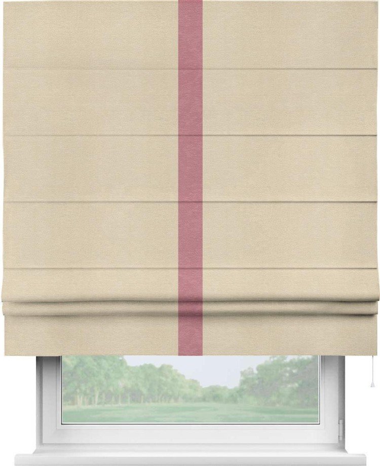 Римская штора «Кортин» с кантом Хайвэй, для проема, ткань софт однотонный бежевый лайт