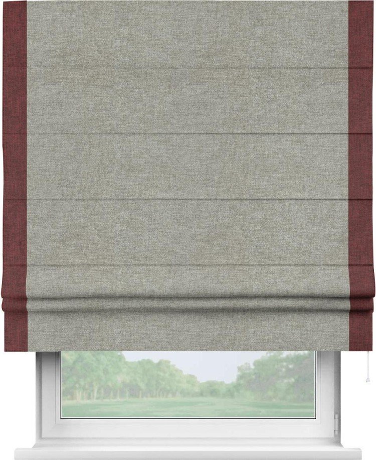 Римская штора «Кортин» с кантом Стрим Дуо, для проема, ткань лён кашемир серый
