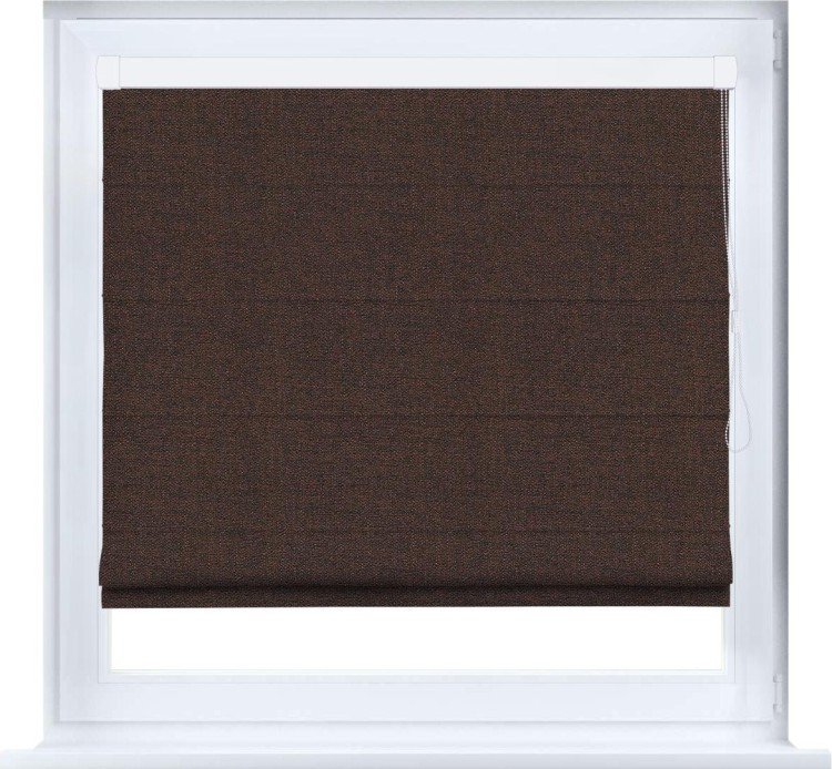 Римская штора «Кортин» кассетная, ткань лён коричневый