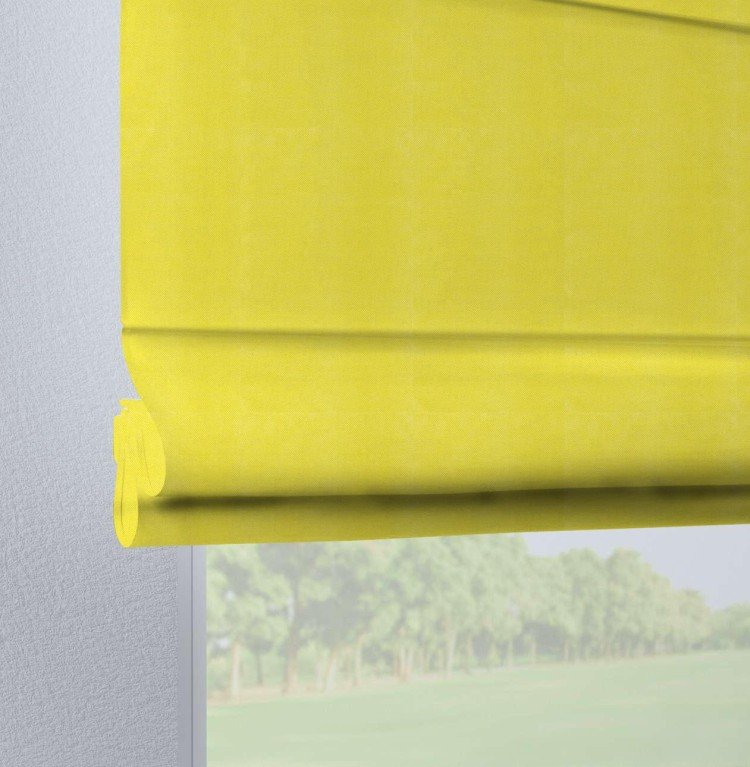 Римская штора на петлях «Кортин», ткань вельвет светло-желтый