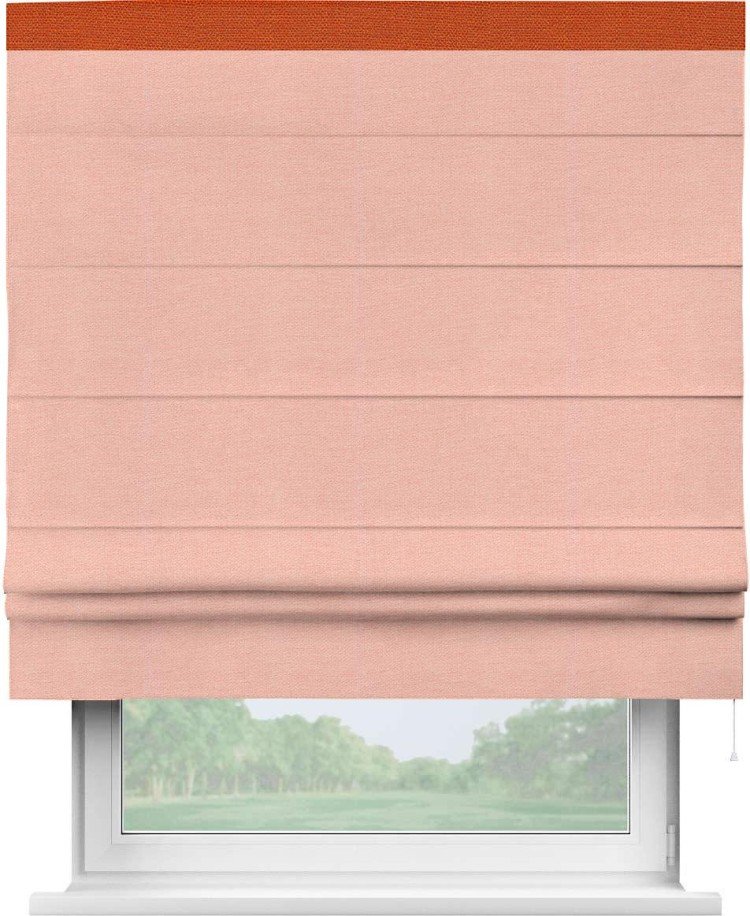 Римская штора «Кортин» с кантом Кинг, для проема, ткань лён розовый