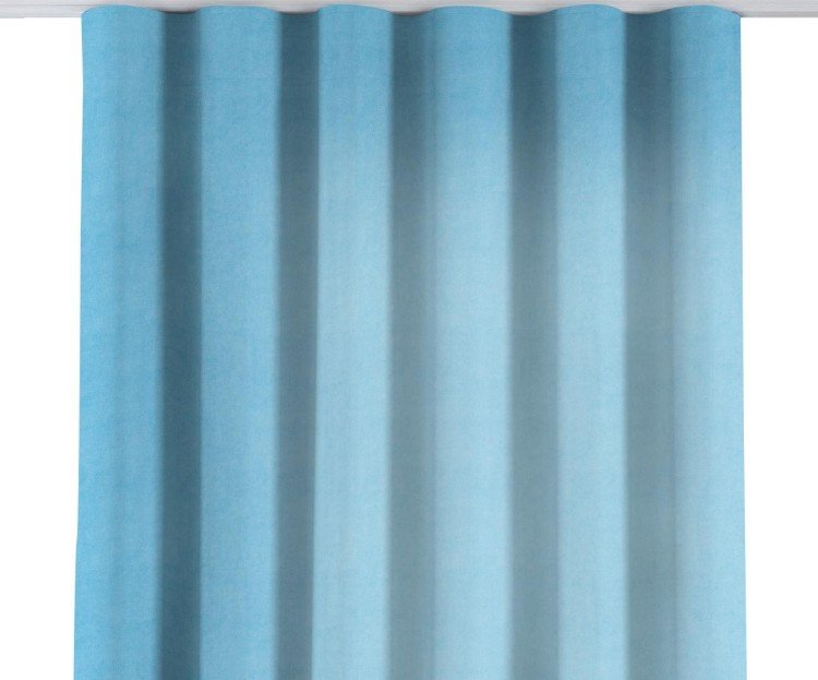 Комплект штор на тесьме «Волна», вельвет голубой