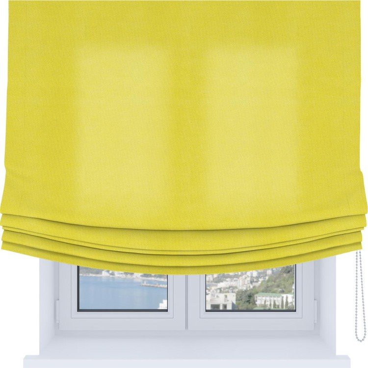 Римская штора Soft с мягкими складками, ткань вельвет светло-желтый