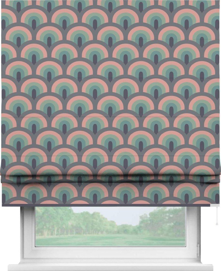 Римская штора «Кортин» для проема «Ретро орнамент»