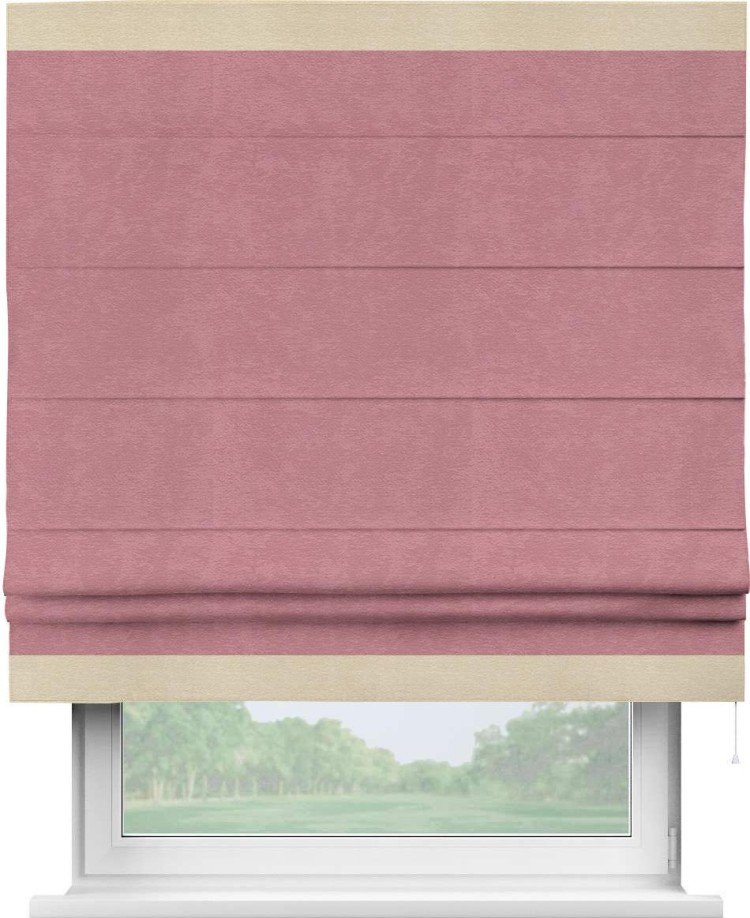 Римская штора «Кортин» с кантом Горизонт, для проема, ткань софт однотонный розовый