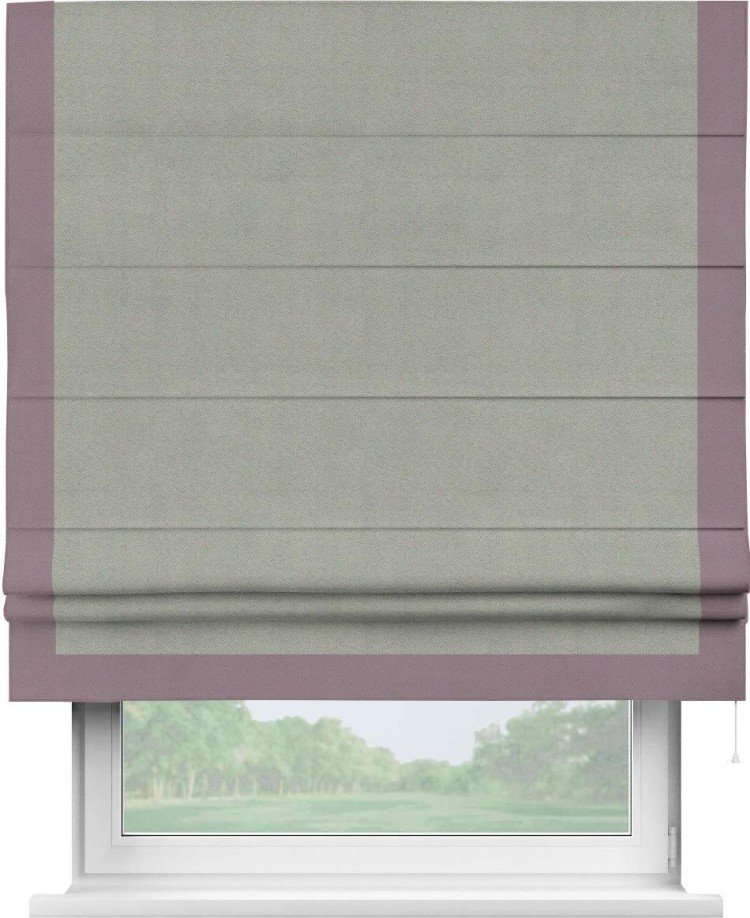 Римская штора «Кортин» с кантом Виктория, для проема, ткань блэкаут однотонный серый