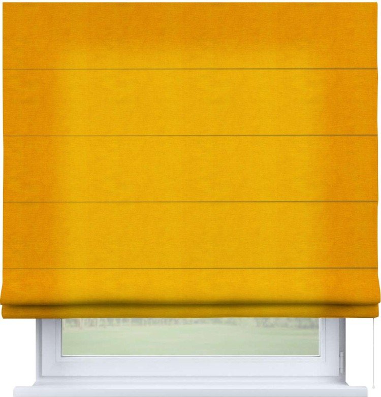 Римская штора «Кортин» для проема, ткань вельвет желтый
