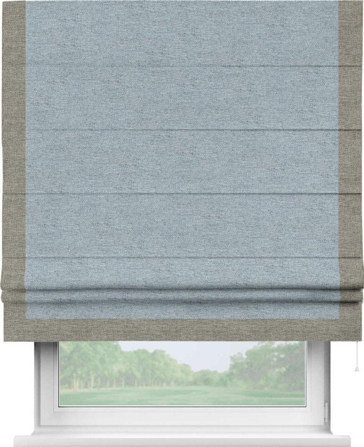 Римская штора «Кортин» с кантом Виктория, для проема, ткань стиф димаут светло-серый